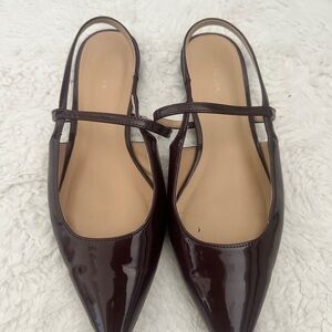 Ann Taylor Pointed Patent Slingback Flats